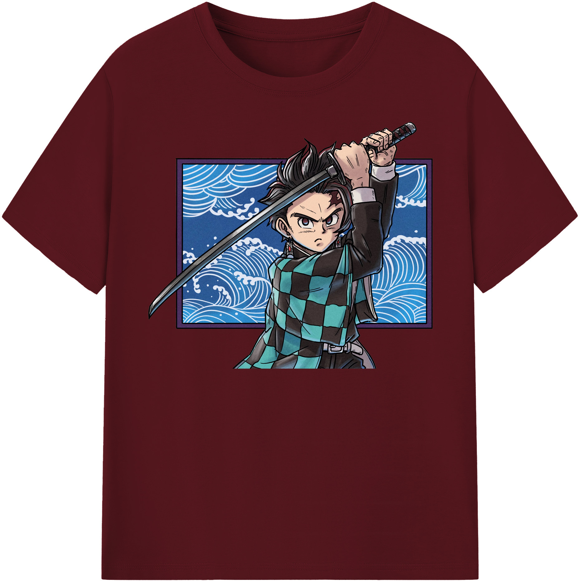 （画像用） 鬼滅の刃 竈門 炭治郎／かまど たんじろう Kamado Tanjirou 綿100％半袖Tシャツ（フロントプリント）